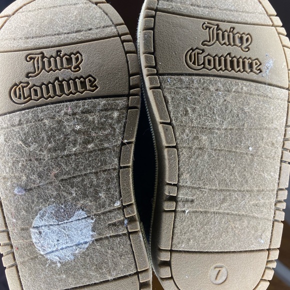 Juicy Couture Girls Black Faux Fur Rhinestone Bow Booties - Picture 3 of 3